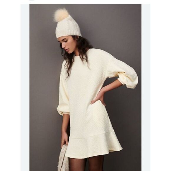 Anthropologie Dresses & Skirts - NWT Anthropologie x Mare Mare Odila Puff Sleeve Floral Quilted Dress Cream Small